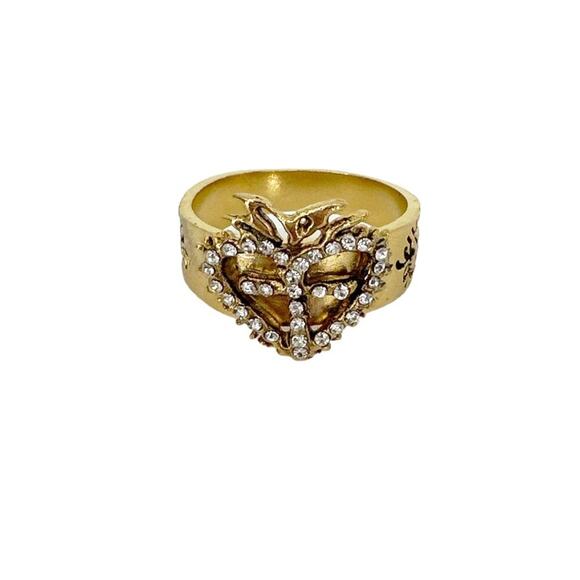 VIRGINS SAINTS ANGELS VSA Queen of Hearts Crystal Logo Ring Size